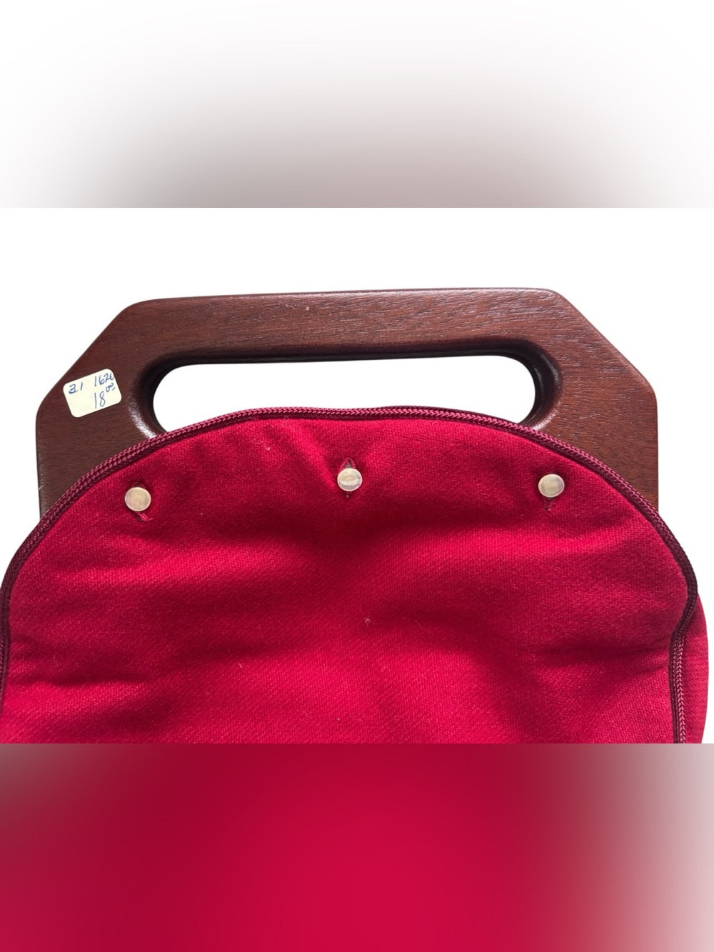 Structured Wooden-Handle Maroon Wristlet Clutch - Picture 4 of 7